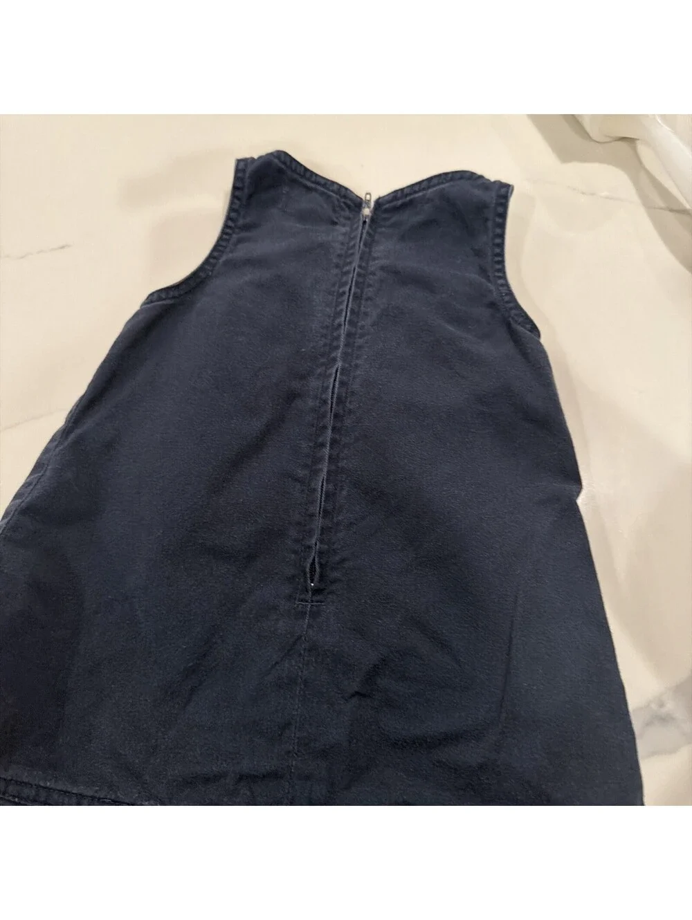 Vintage Girls Ralph Lauren Navy Sleeveless Dress 3T 100% Cotton
